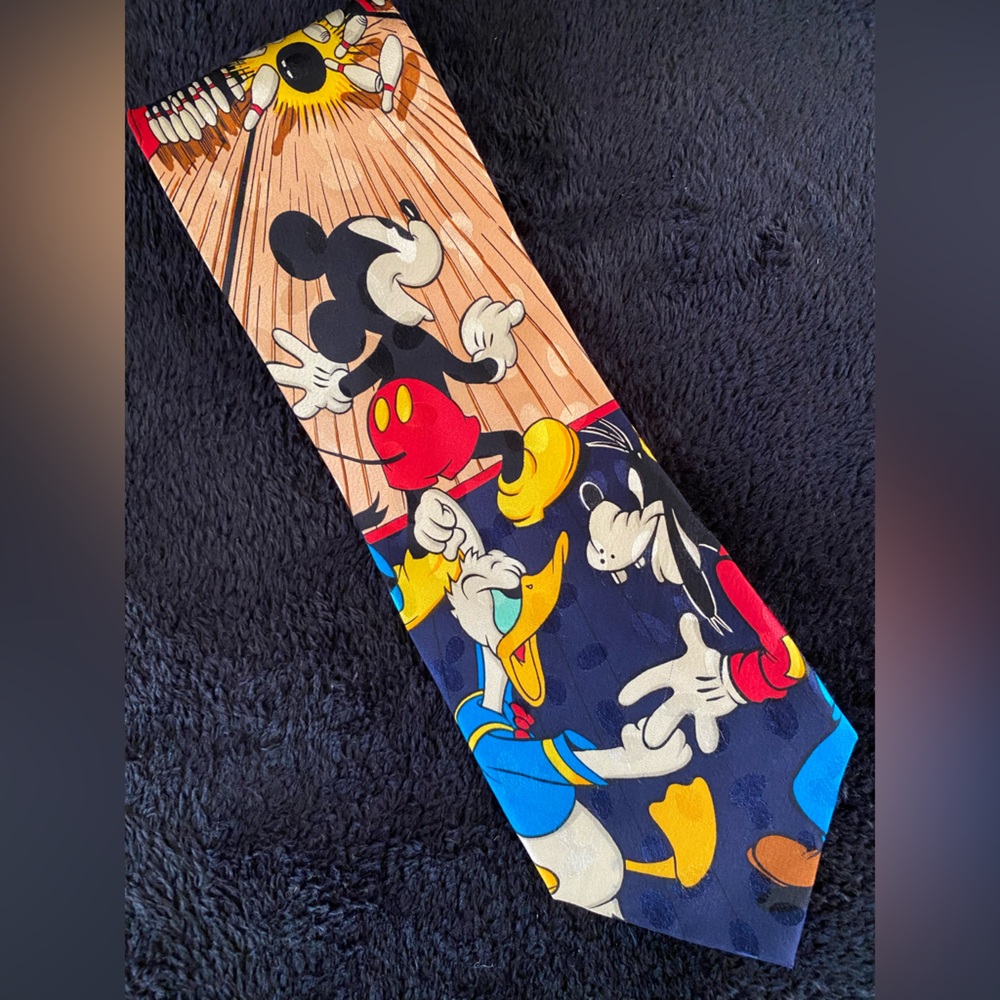 Vintage The Disney Store Bowling Silk Tie
